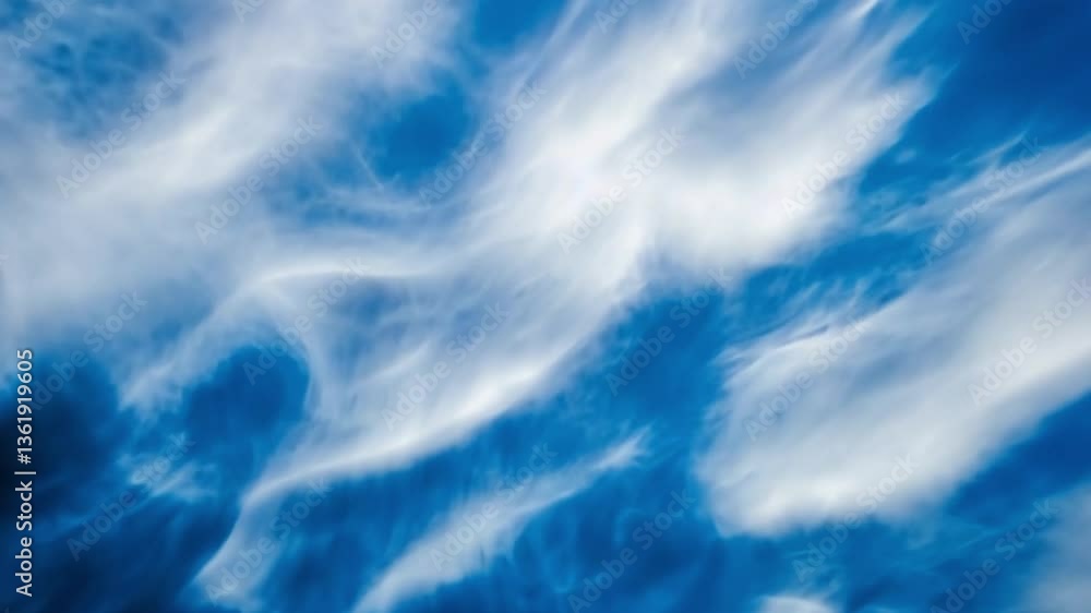 Poster abstract blue patterns with blurred textures resembling flowing water, creating a tranquil and calmi