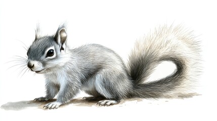 Western Gray Squirrel. Cute Rodent Wildlife Animal in Nature with Grey Fur and Fluffy Tail
