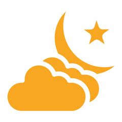 Cloud And Moon Vector Icon Design Illustration