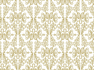 Fototapeta premium Seamless pattern of contour drawings floral retro decorative design elements, vector background, paper, fabric, wallpaper, textile