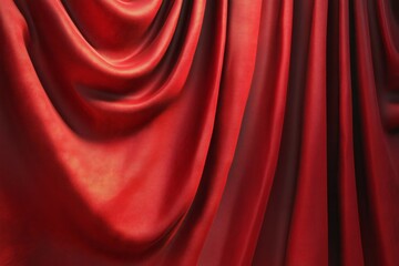 Obraz premium Vibrant red curtains with dramatic folds. AI image