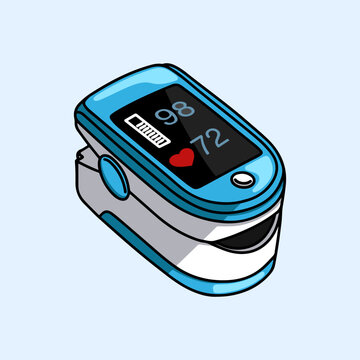 Blue Pulse Oximeter displaying oxygen saturation and heart rate