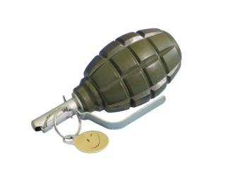 hand grenade with smiley face isolated on white