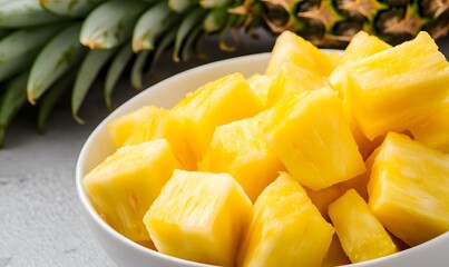 delicious pineapples sliced in cubes, Generative AI