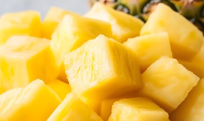 delicious pineapples sliced in cubes, Generative AI