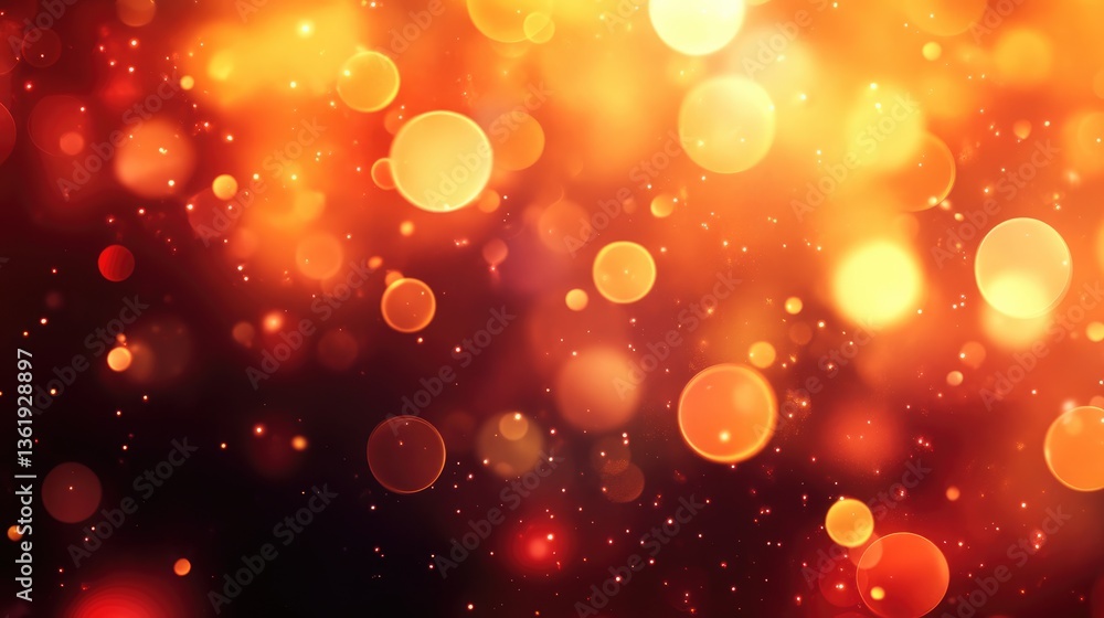 Poster a vibrant abstract background featuring glowing bokeh lights in warm hues, creating a festive atmosp