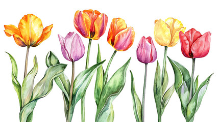 Fototapeta premium Colorful tulips in a vibrant floral arrangement.
