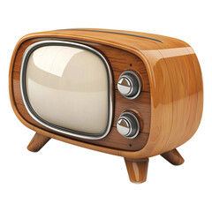 Retro television set with wooden casing, nostalgic design, vintage technology style