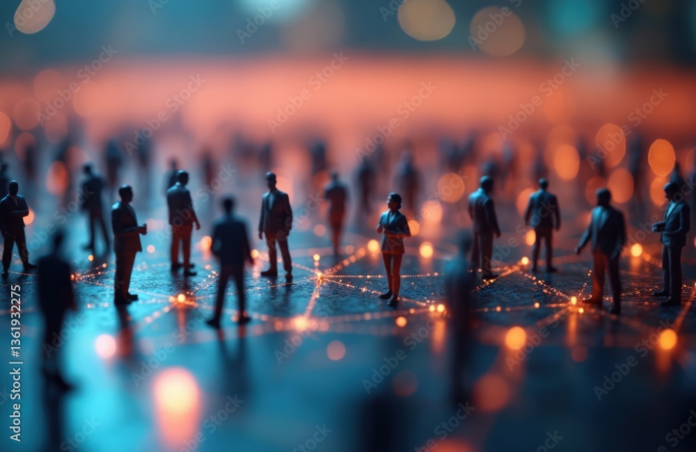 Poster group people connected network communication concept. social media concept. human resources. network