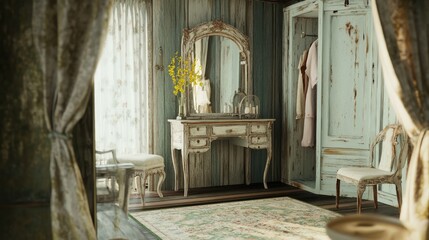 Rustic Charm: A Vintage Dressing Room