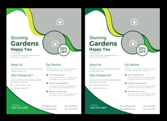 lawn service and gardening flyer design template.