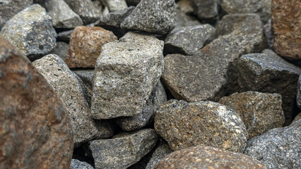Grey and black crushed stone texture abstract background with various shapes, 3D background for rendering and materials