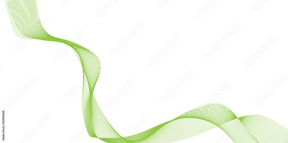 Poster abstract background made form colorful wave lines, abstract green curve isolated on a white backgrou