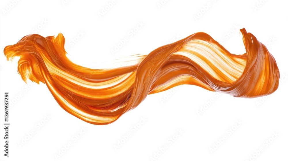 Aufkleber flowing orange paint stroke creating a dynamic visual effect against a white background, ideal for a