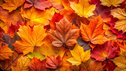 Colorful autumn leaves with red and orange maple leaves on a bright background
