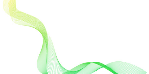 Abstract background with green wavy lines, flowing lines with gradient texture, the green lines are very thin, abstract background of soft Waves in light green yellow Colors, green wave line.