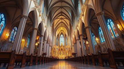 Fototapeta premium The architectural style of cathedrals varies from Gothic to Romanesque, each design reflecting the eras values, beliefs, and technological innovations in construction.