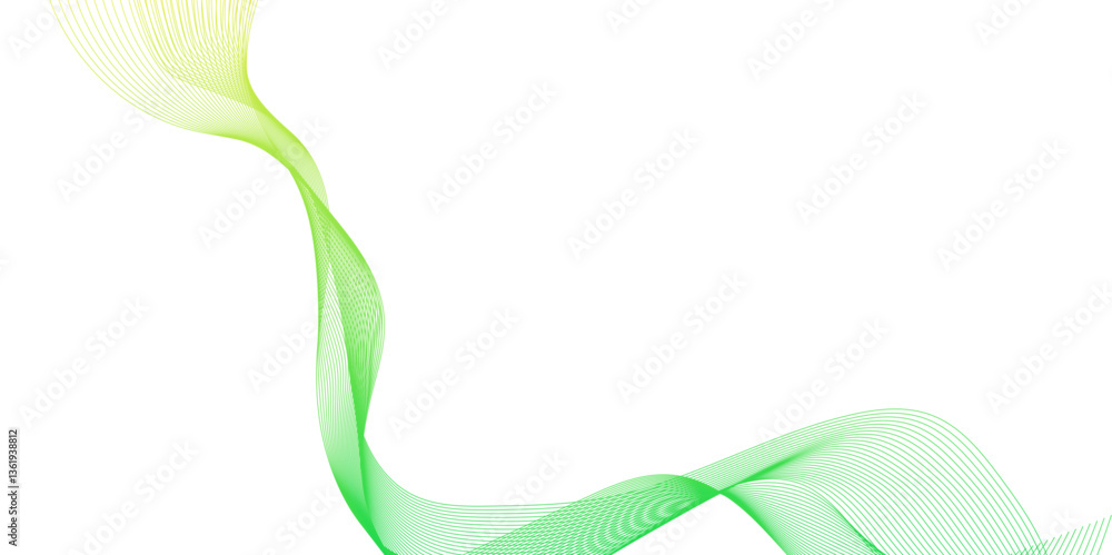Aufkleber abstract background with green wavy lines, flowing lines with gradient texture, the green lines are 
