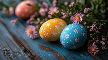 Obraz premium easter eggs,flowers