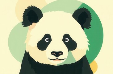 Illustration Panda Portrait Abstract Circles