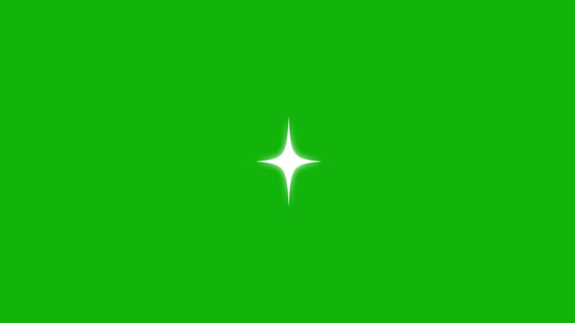 Vector Stars Blinking with Glitter and Light Effects Animation Green Screen Background 4K