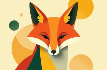 Obraz premium Illustration of a fox portrait on a background of abstract circles