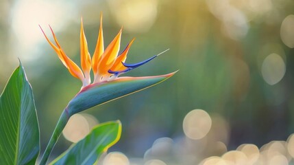 Obraz premium A close-up of a bird of paradise plant with deep green leaves