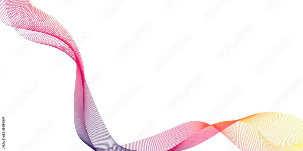 Aufkleber twisted curve lines and blend effect, abstract gradient color wave line background, digital future t