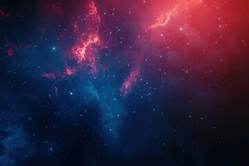 Naklejka premium Vibrant cosmic nebula in rich blue and red hues for astronomical themes