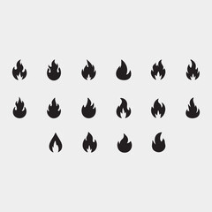Silhouette Collection of Fire Shapes Vector Design.