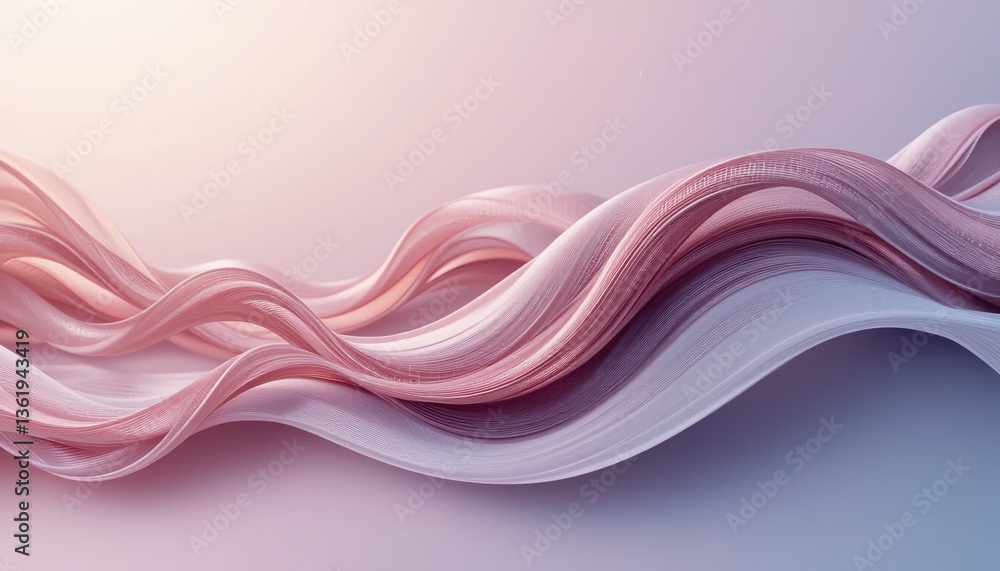 Poster flowing waves of soft pink fabric abstract art creation digital design minimalist environment artist