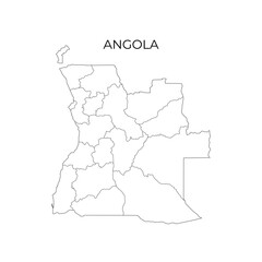 Fototapeta premium Minimalist black and white vector outline map of Angola, showing its provinces and borders, ideal for geographical and political reference
