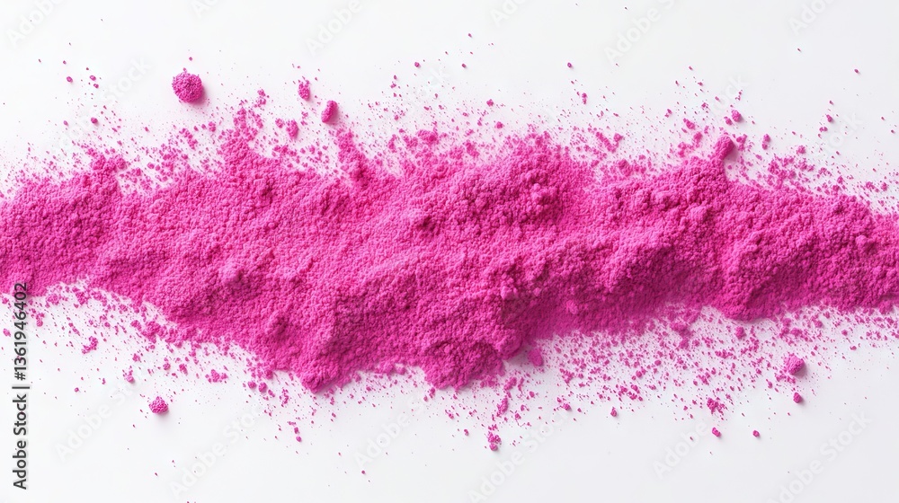 Poster a lively neon pink color explosion with particles dispersing dynamically, photographed in high-speed