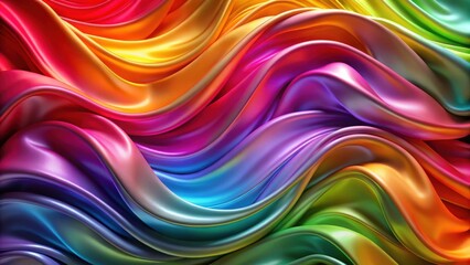 Obraz premium A vibrant, flowing display of colorful silk-like fabric, with rich waves and gradients creating a dynamic, textured visual experience.