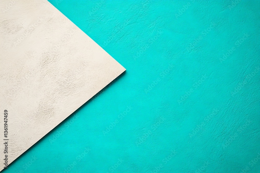 Poster vibrant turquoise background with modern textured surface angled in the corner showcasing minimalist