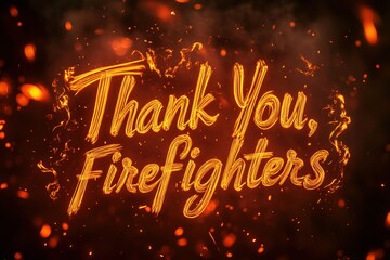 Appreciation for firefighters with flaming text for heroic tribute design