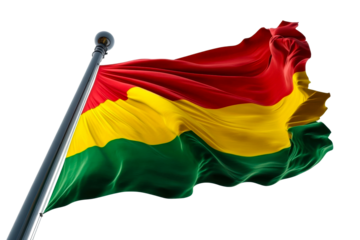 Waving flag of bolivia outdoor vibrant colors isolated on transparent background