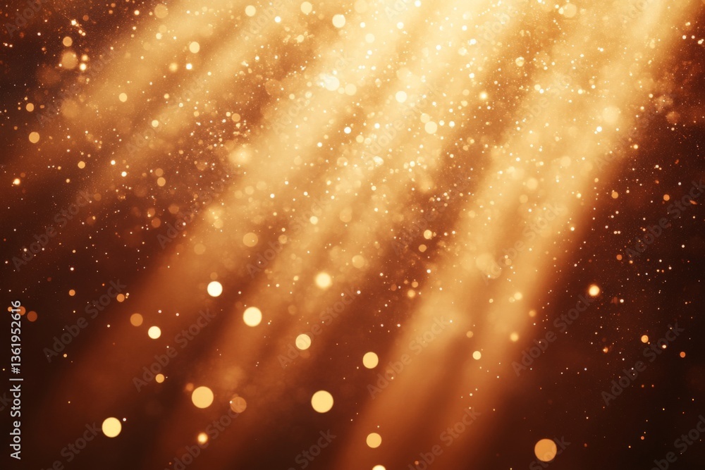 Aufkleber Golden rays and sparkles illuminate a warm background in a captivating display of light during a festive celebration at night