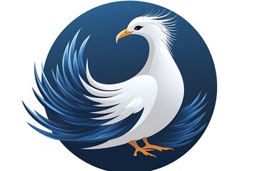 Obraz premium A stylized elegant bird within a circular dark blue background