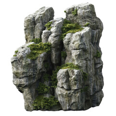 Lush Rocky Mountain Formation Isolated on Transparent Background