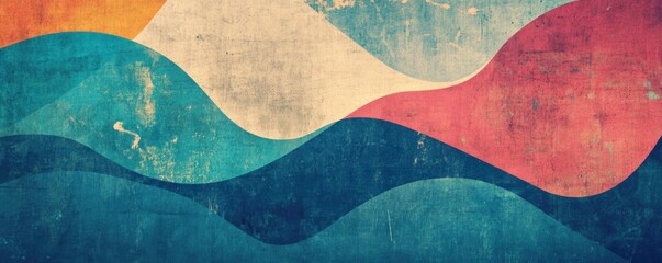 A lively and textured retro-style background with bold, vibrant hues.