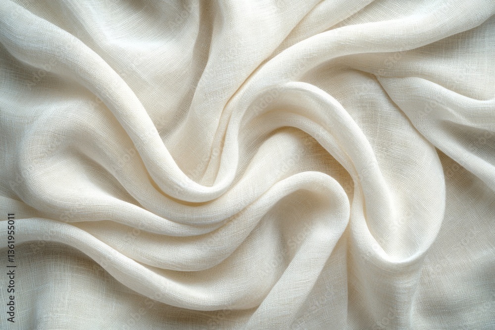 Aufkleber soft white fabric drapes elegantly, showcasing fine texture and subtle sheen under gentle light in a