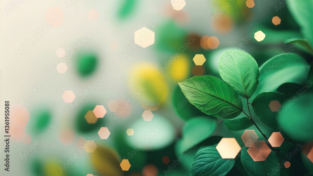 Poster beautiful greenery with soft bokeh effect creating a serene atmosphere in a natural environment
