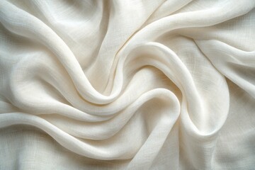 Obraz premium Soft white fabric drapes elegantly, showcasing fine texture and subtle sheen under gentle light in a cozy setting