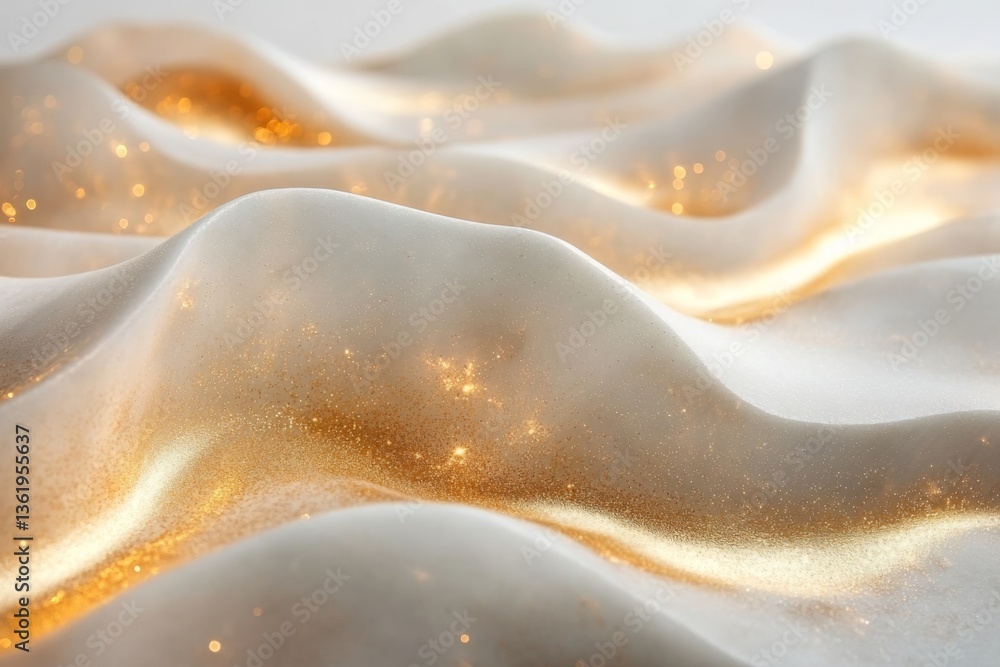 Leinwandbilder shimmering waves of gold and white create a dreamy abstract texture in soft light