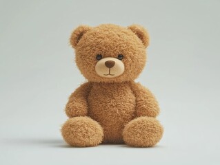 Obraz premium A commercial product photo featuring a classic brown teddy bear with a soft fur texture, displayed on a clean white background
