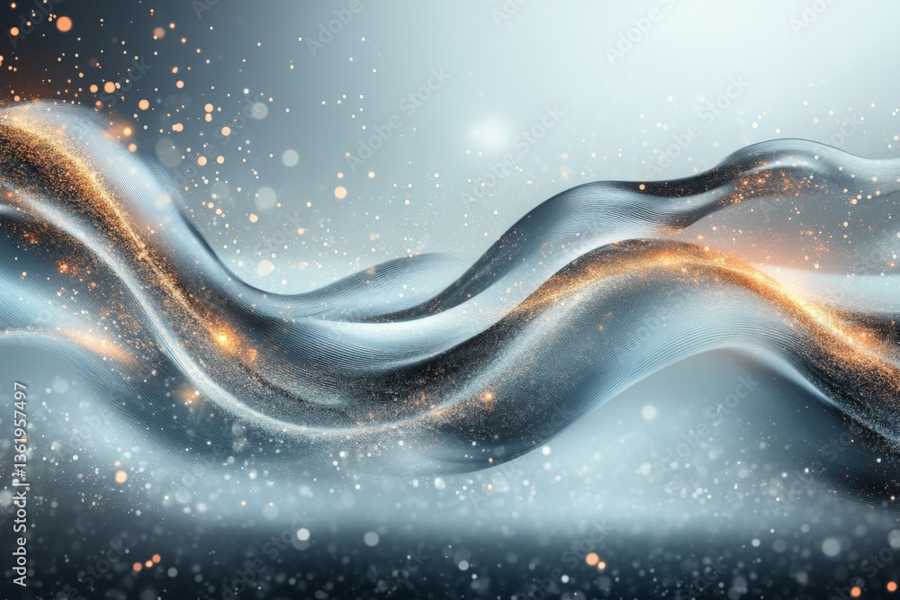Aufkleber Abstract wave patterns create a sparkling effect in a futuristic background with flowing textures and soft light