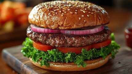 hamburger on the table