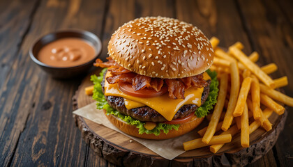 Juicy Gourmet Burger with Fresh Ingredients