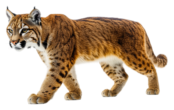 Lynx walking in natural habitat wildlife outdoor scene isolated on transparent background